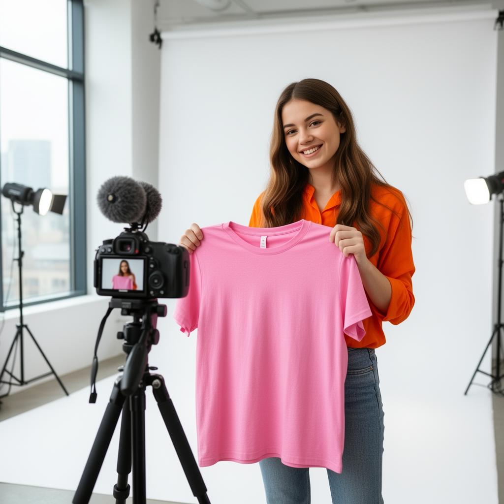 Creator filming a product video in a studio
